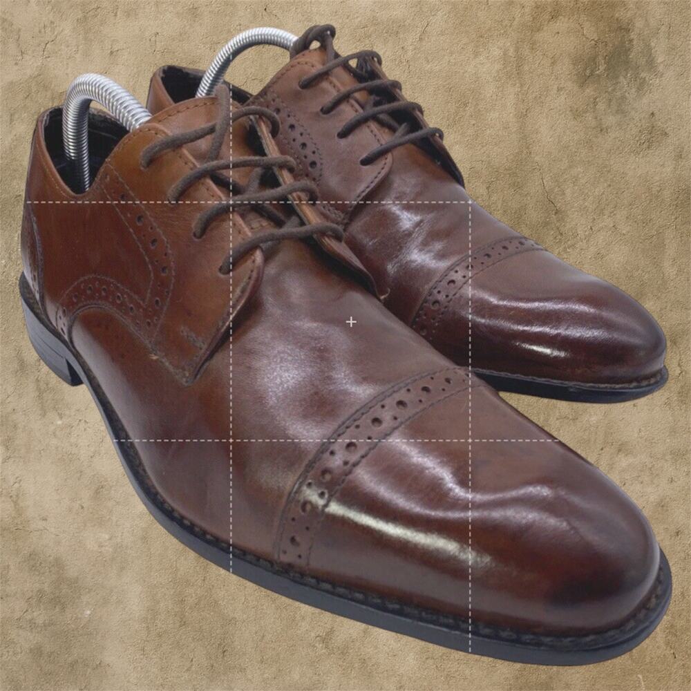 Stacy Adams Men’s Brown Leather Cap Toe Dress Shoes Lace Up Size 8M